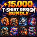 +15000 T-Shirt Design PNG Bundle, Lion & Cute Cat Graphics, Animal Art, Fantasy & Space Designs, Digital Download